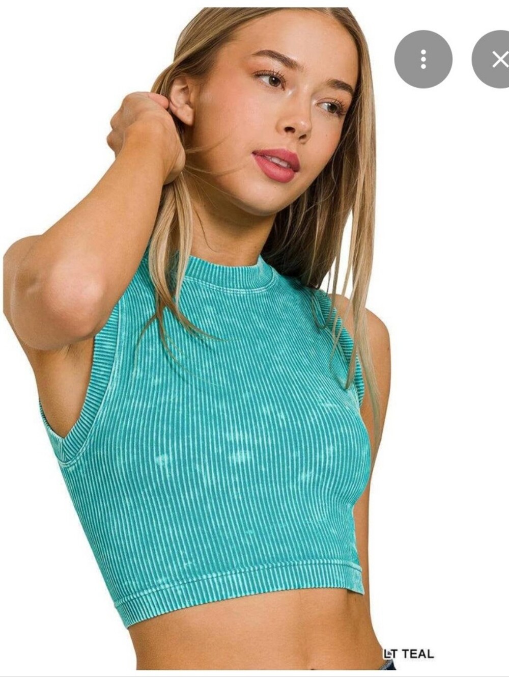 Zenana Seamless Ribbed Crop Tank Top -Vintage Teal